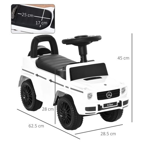 HOMCOM 12-36 Months Safe Ride-On Sliding Car with Horn and Storage - White