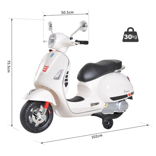 Licensed Vespa 3-6 Years Safe Ride-On Motorcycle with LED Lights & Horn Features