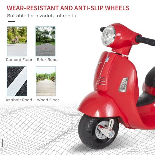Vespa Licensed 18-36 Months Ride-On Motorcycle with Safety Stabilizers and Headlight